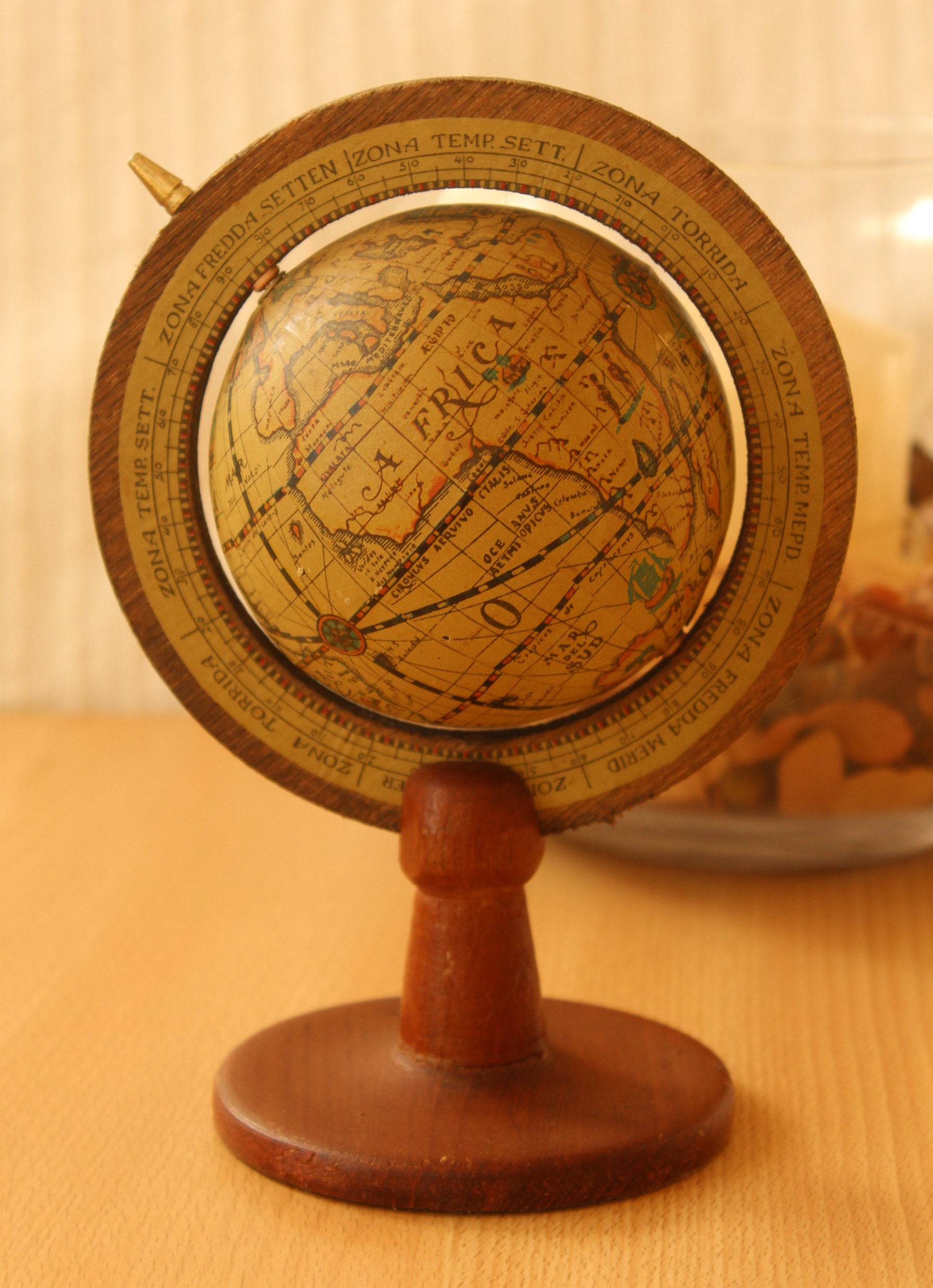Wooden Globe Vintage Globe Table Decoration Globes Etsy