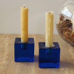 Glass Candlesticks Holders, Colored Glass Candlesticks, Set of 2 Candlesticks, Home Decor