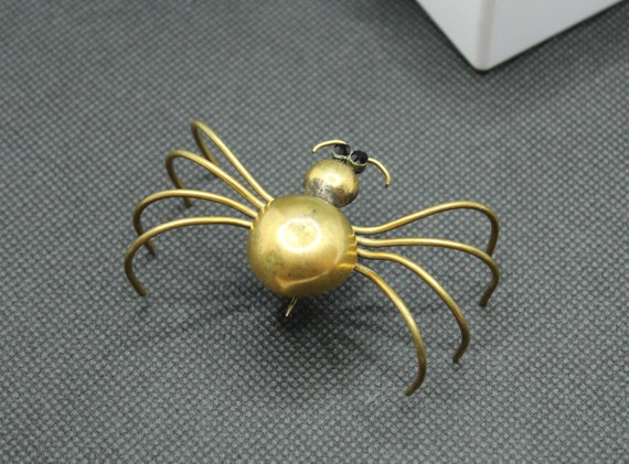 Vintage Spider Brooch, Brass Brooch Spider, Metal… - image 4