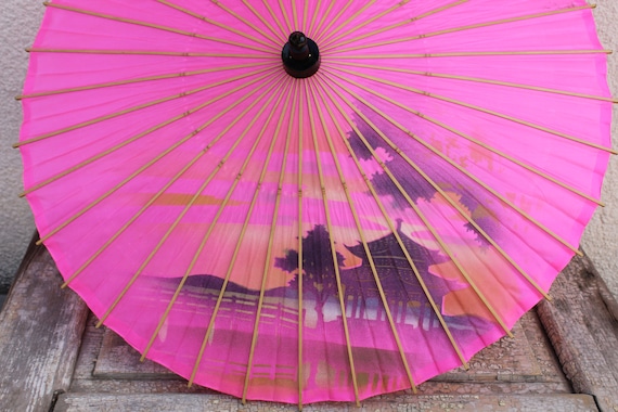 Vintage Umbrella, Chinese Umbrella, Vintage Silk … - image 1