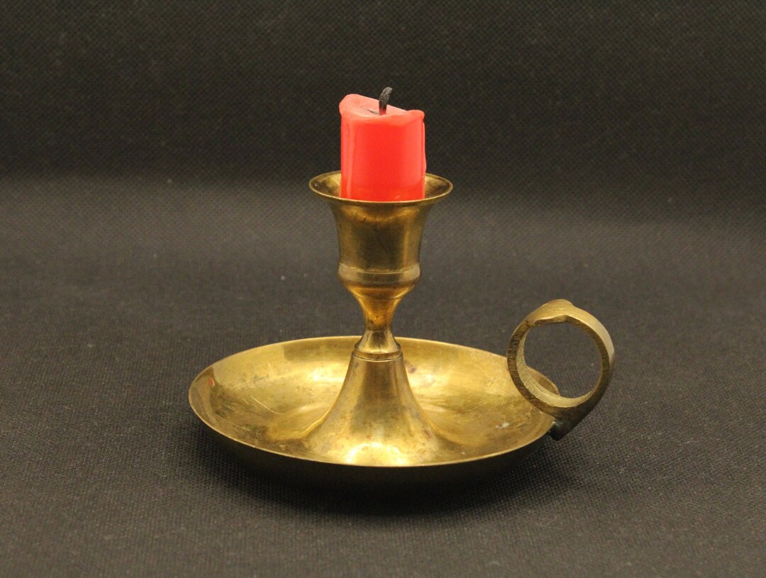 Brass Candlestick Retro Candle Holder With a Handle Vintage Etsy