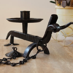 Antique Forged Candlestick, Hand-Forged Candle Holder, Old Metal Candlestick Holder, Antique Candlesticks