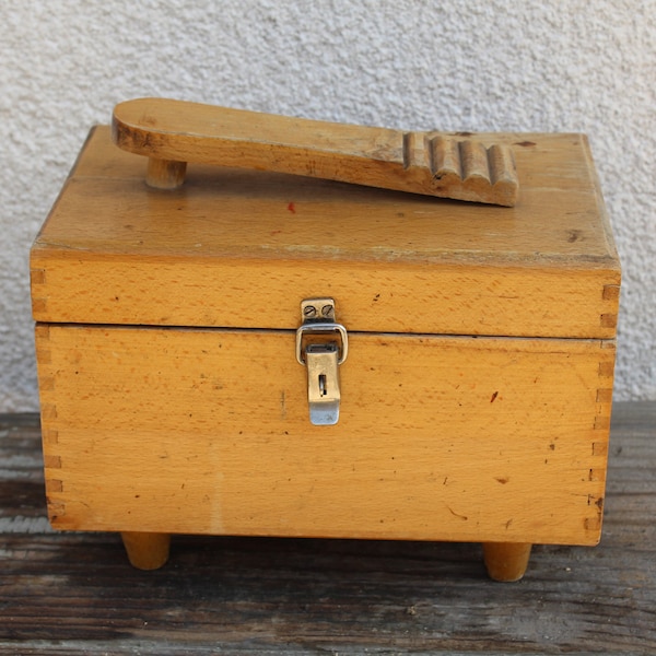 Vintage Wooden Shoe Polish Box Etsy