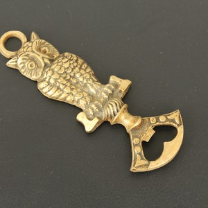 Brass Opener &quot;Owl&quot;, Vintage Bottle Opener, Vintage Openers, Home Bar Accessories, Brass Bottle Openers