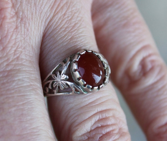 Silver Ring, Italian Silver 800, Ring Whit Natural Stone, Vintage 