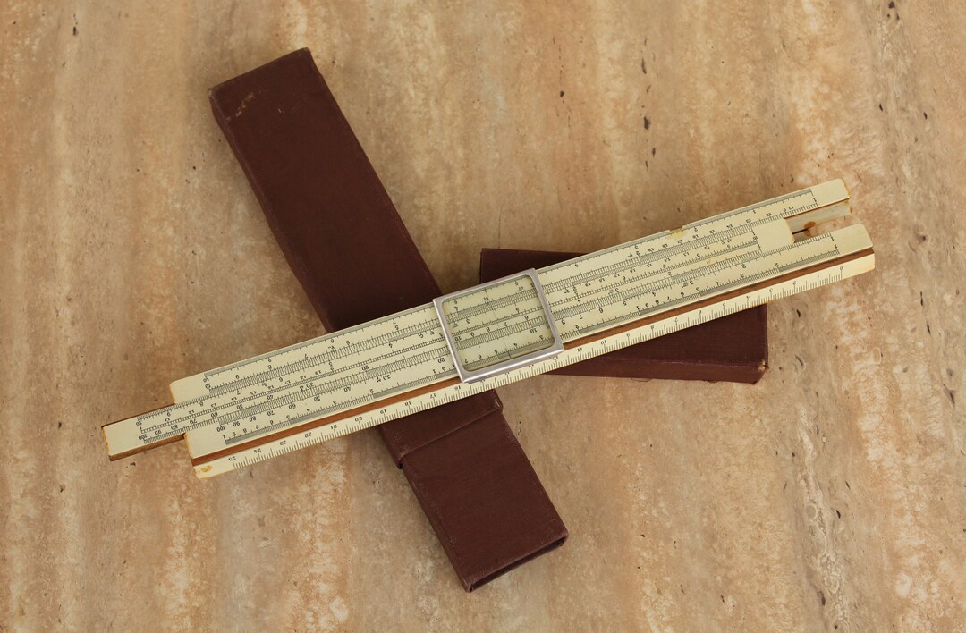Vintage Logarithmic Ruler, Wooden Engineering Tool, Engineering Tools