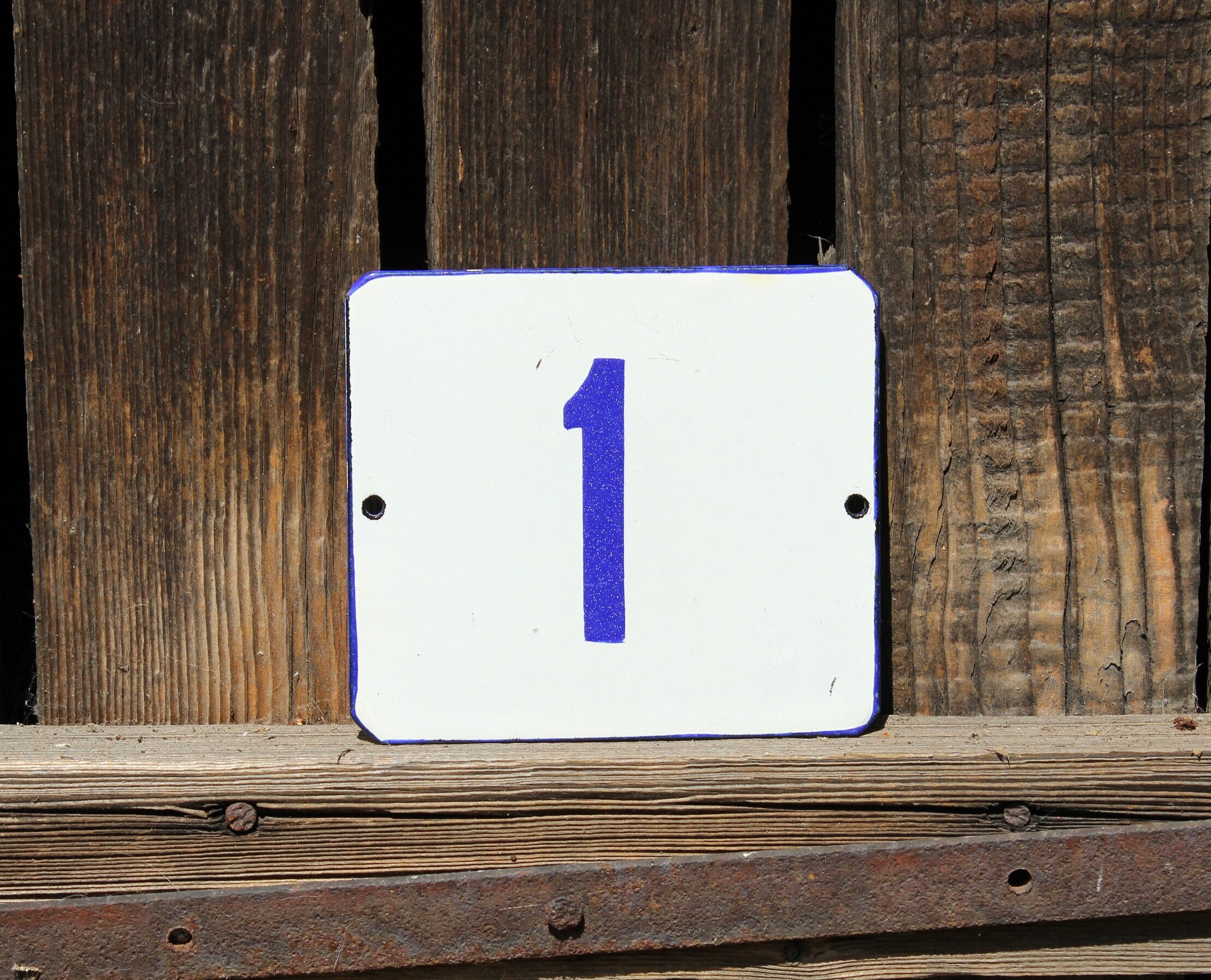 Number 1 Door Sign Metal Enameled Sign Blue-white Sign - Etsy