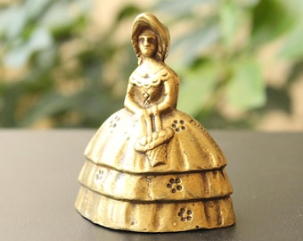 Vintage Brass Lady Bell, Small Figural Bell, 3 Inch