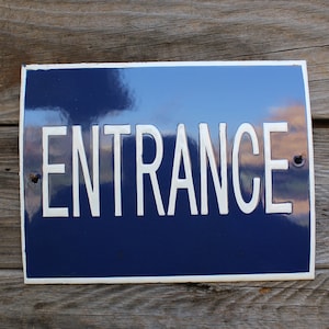 金属エナメルサイン、エナメルサイン、「ENTRANCE」サイン、壁装飾、サイン
