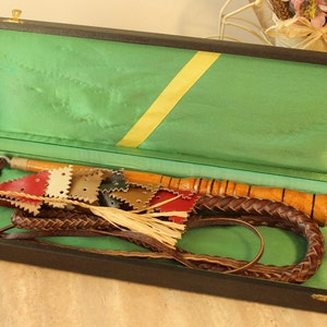 Lederpeitsche, Vintage Lederpeitsche, Peitsche in Box, Nie benutzt, Lederpeitschen