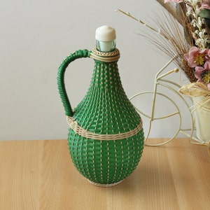 Geflochtene Glasflasche, Vintage Glasflasche, Alkoholflasche, Dekorative Flasche, Vintage Flaschen