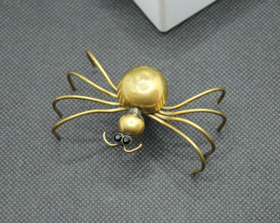 Vintage Spider Brooch, Brass Brooch Spider, Metal… - image 5