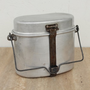 Vintage Aluminum Military Food Box, Travel Lunchbox