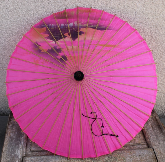 Vintage Umbrella, Chinese Umbrella, Vintage Silk … - image 2