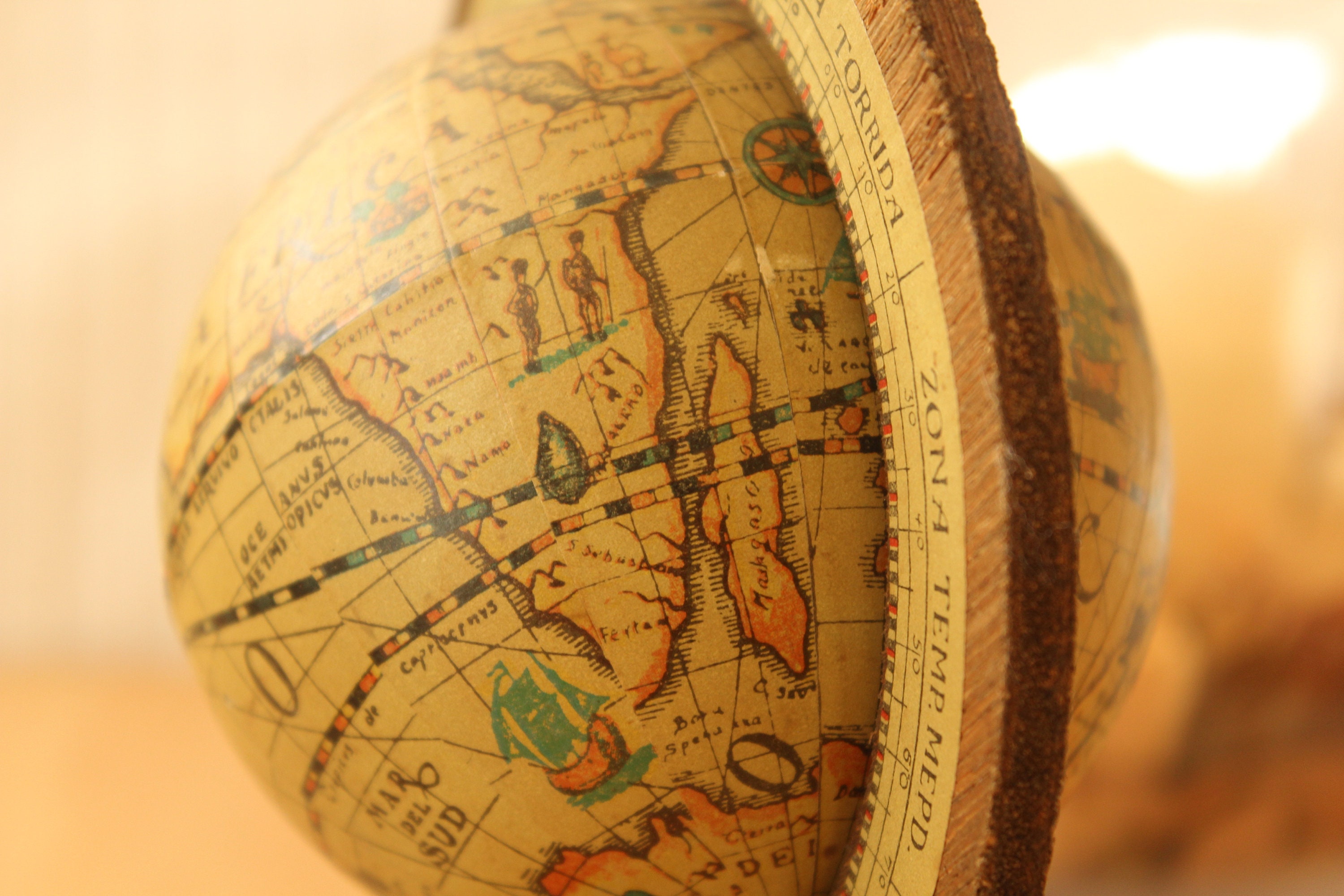 Wooden Globe Vintage Globe Table Decoration Globes Etsy