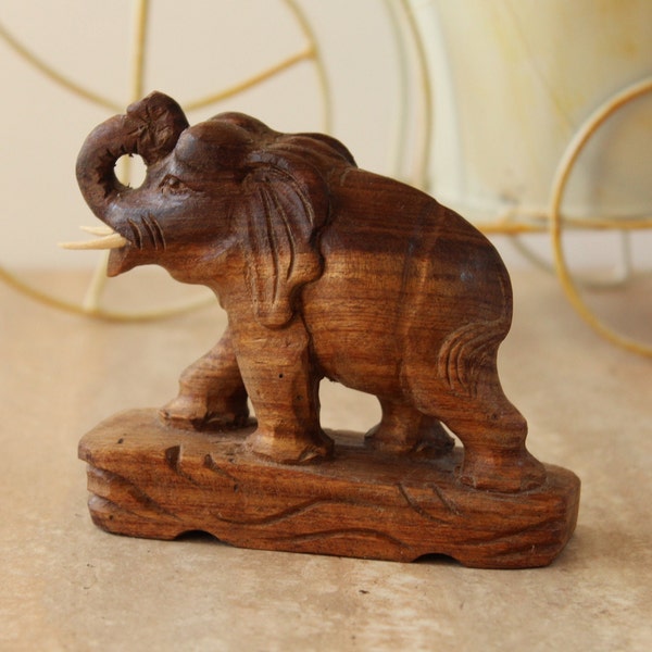 Wooden Elephant, Vintage Wooden Figurine, Handmade Wooden Elephant, Wooden Figurines, Art Object, Home Decor