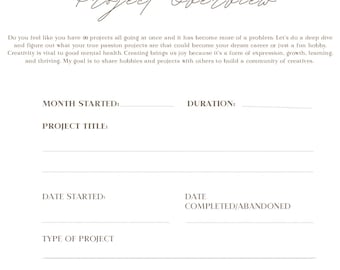 A 90-Day Passion Projects Audit (10 Reuseable Digital Printable PDF Pages)