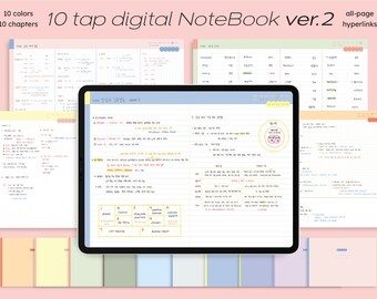 assignment notebook drawing 10 tap subject notebook templates VER.2 Width / basic hyperlinked digital student journal / ipad goodnotes tablet digital diary planner PDF
