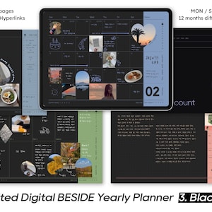 Undated Colorful Yearly Digital Planner (Black) / monthly weekly daily / ipad goodnotes tablet notability diary journal PDF / hyperlinked