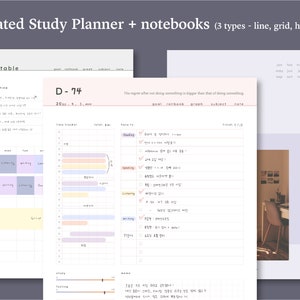 Planificateur d'études mensuel non daté pour étudiants PDF + bloc-notes (3 types) SET / agenda numérique pour tablette ipad goodnotes / avec lien hypertexte / suivi académique