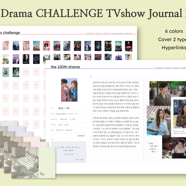 100 Drama Challenge TVshow JOURNAL PDF / ipad goodnotes tablet digital diary / k-drama review for Nexflix lovers / drama tracker I'v watched