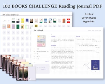 100 Books Challenge READING JOURNAL PDF / ipad goodnotes tablet digital diary / tracker for book lovers / book log / motivational