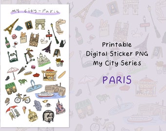 Printable Digital Stickers PNG - my city series PARIS / Transparent PNG / ipad goodnotes tablet digital stickers
