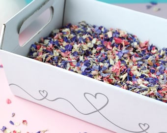 Wedding Confetti Tray with Heart Pattern | 2 Litres (16-20 handfuls) | Heart Confetti Tray, Biodegradable Wedding Confetti, Flower Confetti