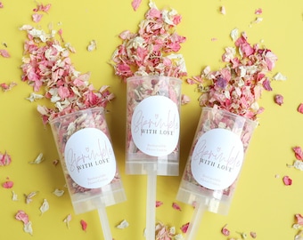 Mit Love Confetti Pop bestreuen | Hochzeit Konfetti Popper | Biologisch abbaubares Konfetti | Push Pop, echtes Blumenkonfetti