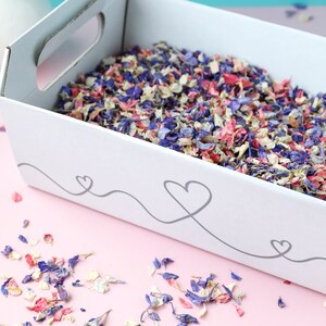 Vassoio portacoriandoli per matrimonio con motivo a cuore / 2 litri (16-20 manciate) / Vassoio portacoriandoli a forma di cuore, coriandoli per matrimonio biodegradabili, coriandoli di fiori