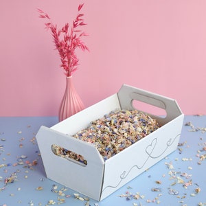 Vassoio per coriandoli da matrimonio con motivo a cuore / 3 litri (24-30 manciate) / Coriandoli di fiori secchi veri biodegradabili
