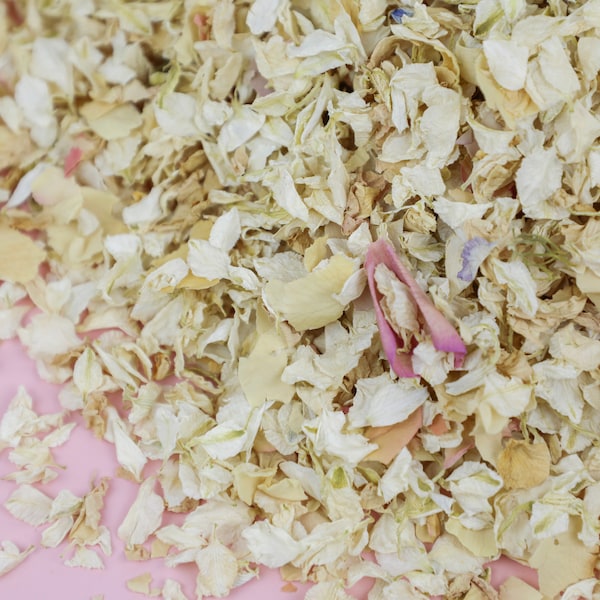 Blushing Rose Confetti | Ivory & Pink Dried Petals | 1 Litre (8-10 handfuls) | Biodegradable Wedding Confetti | Affordable Eco Wedding