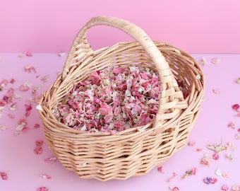 Blumenmädchen Korb mit Biologisch abbaubarem Hochzeitskonfetti | Blumenmädchen Blüten | Blumenkonfetti für Hochzeit | Getrocknete Blüten Konfetti
