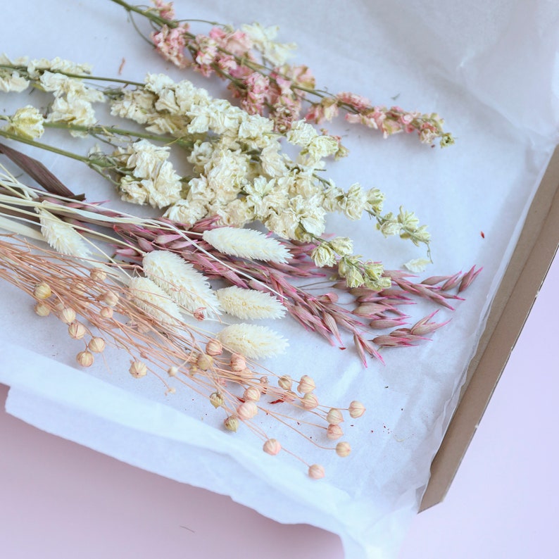 Pink Letterbox Bouquet Deliver Dried Flower Arrangement Gift Etsy