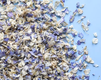 Pastel Blue and Ivory Confetti | 1 Litre (8-10 handfuls) Biodegradable Flower Confetti for Weddings | Affordable Eco Weddings