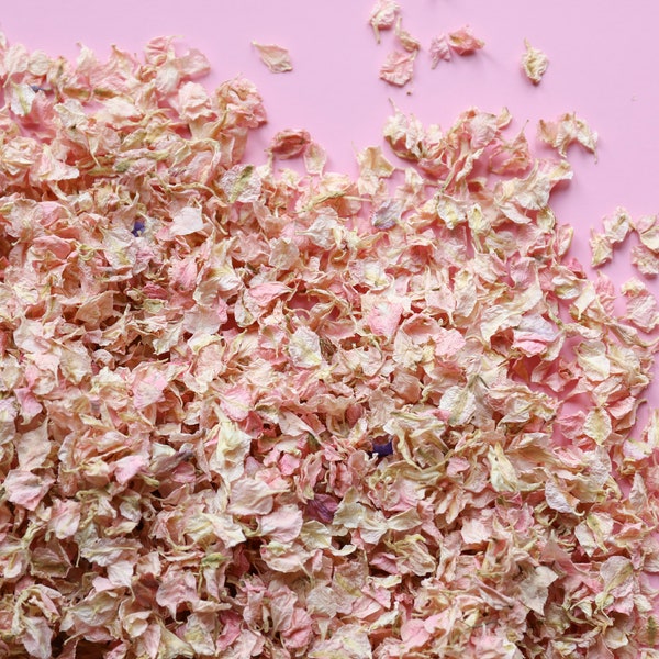Vintage Pink Confetti | 1 Litre (8-10 handfuls) Biodegradable Flower Confetti for Weddings | Affordable Eco Weddings