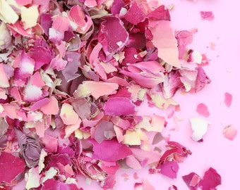 Berry Pink Crushed Rose Petals | 1 Litre (8-10 handfuls) | Biodegradable Real Rose Petal Confetti for Weddings | Real Flower Confetti
