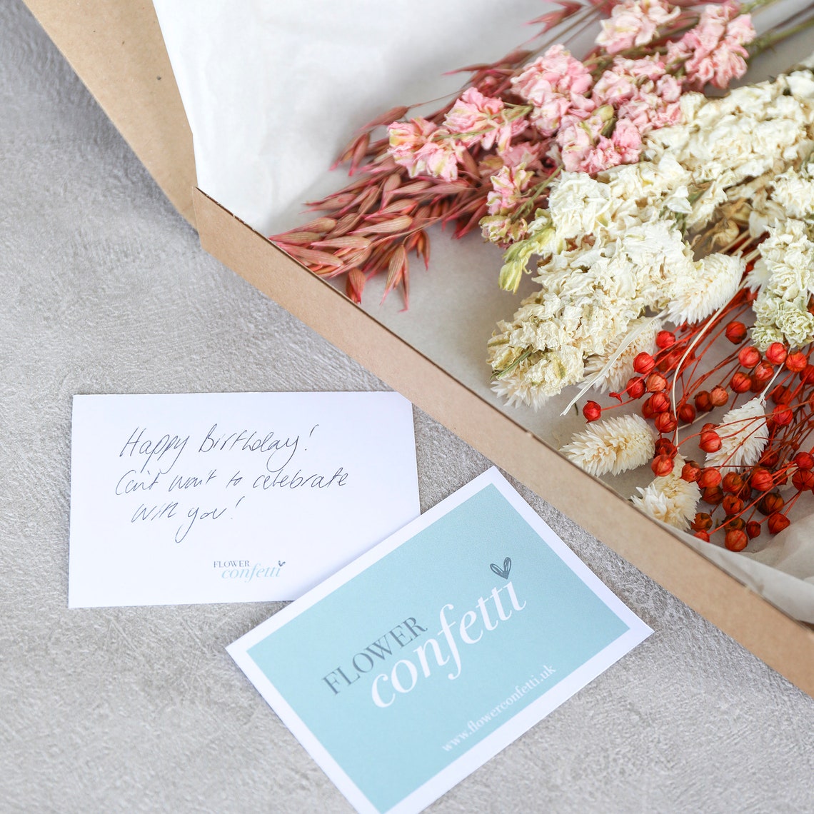 Pink Letterbox Bouquet Deliver Dried Flower Arrangement Gift Etsy