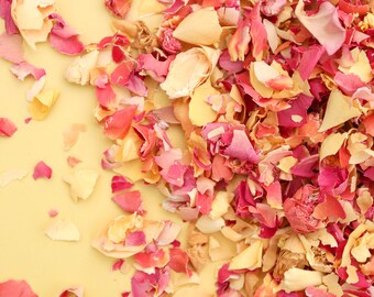 Citrus Crushed Rose Petals | 1 Litre (8-10 handfuls) | Biodegradable Real Rose Petal Confetti for Weddings | Real Flower Confetti