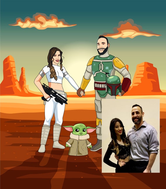 Starwars Custom Personalized Portrait, Family or Friends Gift