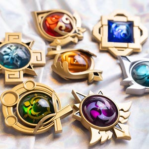 Genshin Auswirkungen Visionen FULL SET - Geo Dendro Electro Hydro Anemo Pyro Cryo - Mondstadt Liyue Inazuma Sumeru Fontaine Natlan Sneschnaya