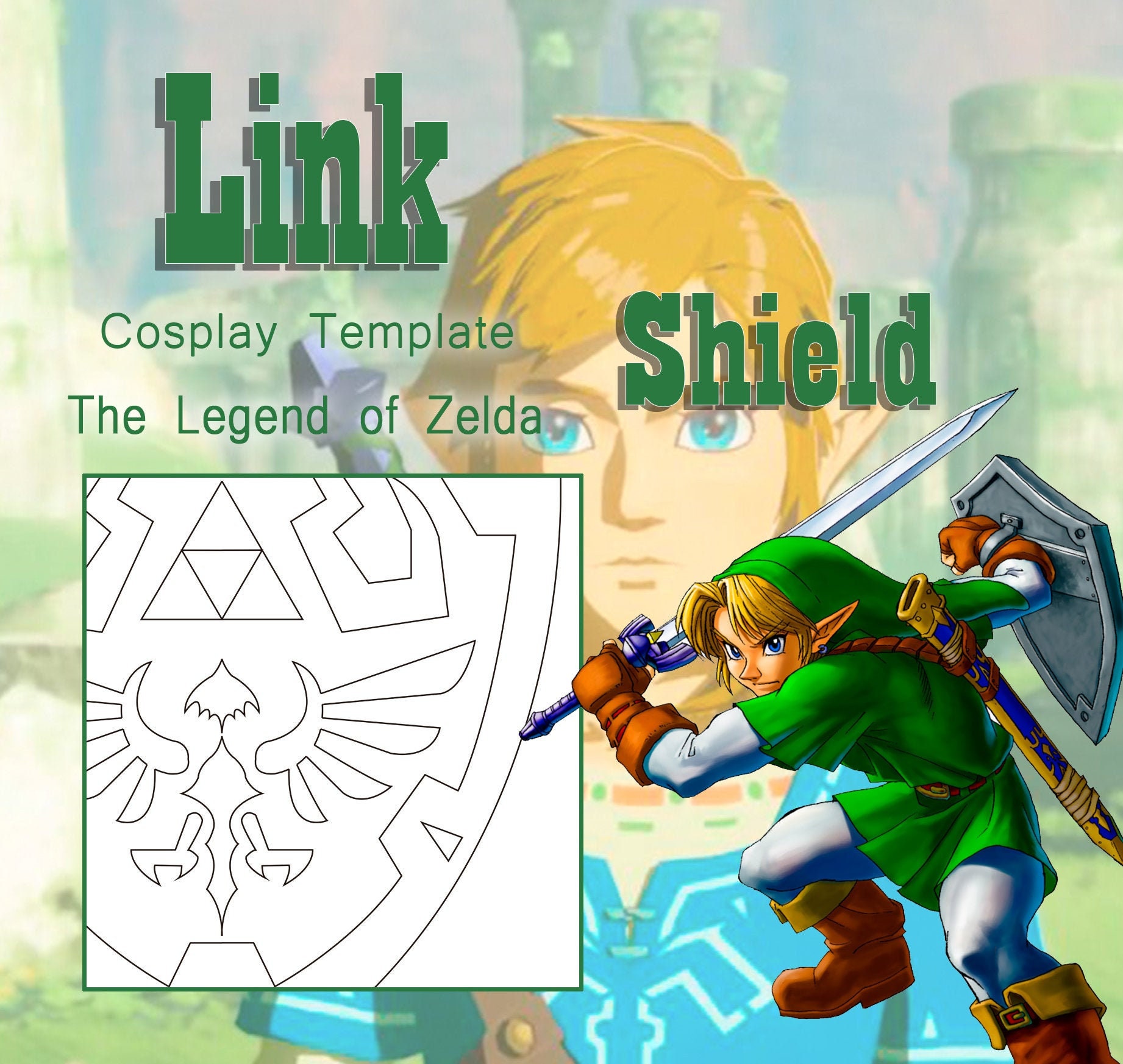 Link Shield the Legend of Zelda Cosplay Template 