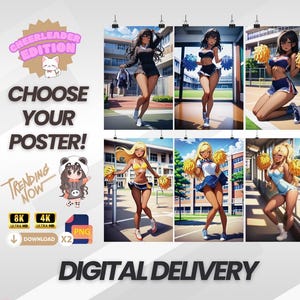 Retro Anime Waifu Poster: Colorful JRPG Cheerleader Edition (Digital Download)