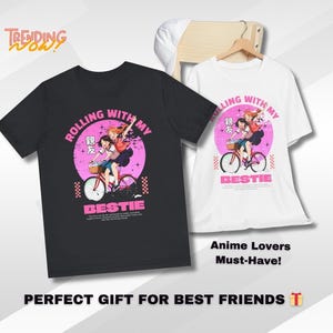 アニメベストTシャツ、友情シャツ、ユニセックスアニメTシャツ、楽しいアニメTシャツ、友達へのアニメギフト