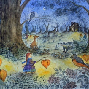 Postkarte "Laternenfest im Wald" von Carina Pencet
