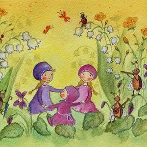 Postkarte "Maiglöckchenkinder" von Carina Pencet