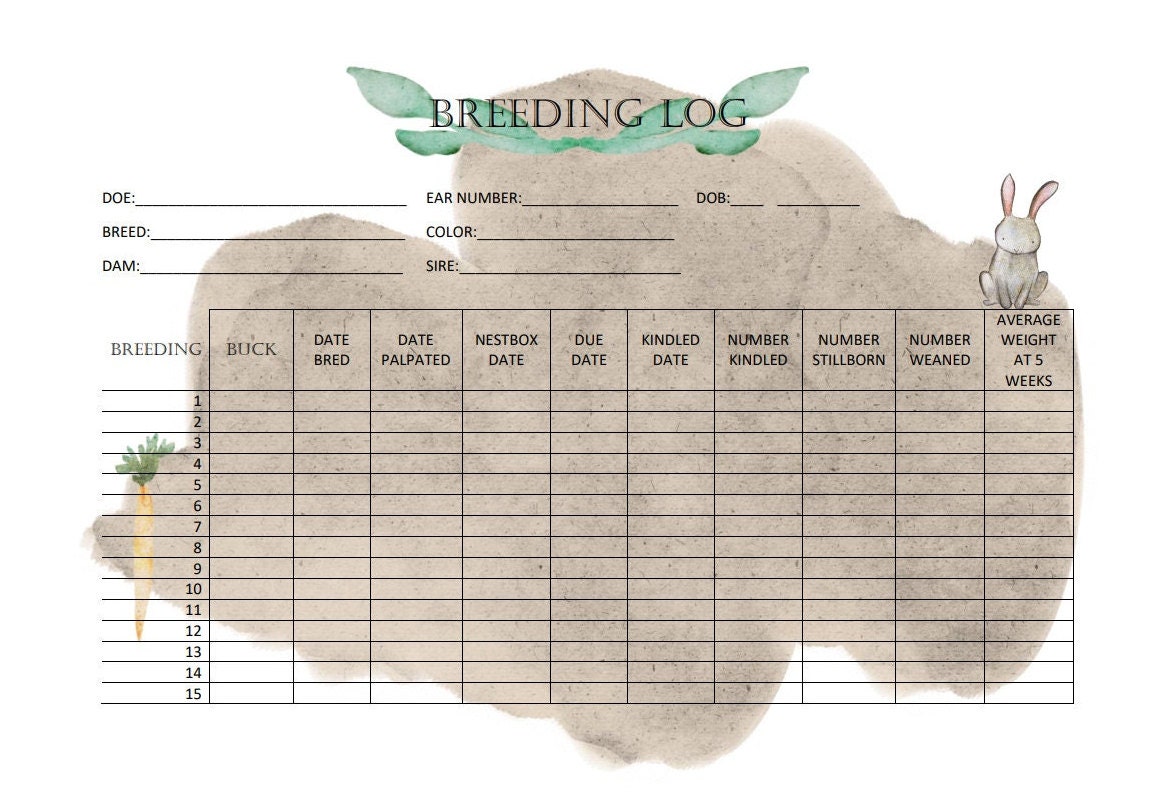 Rabbit Pedigree Instant PDF Download - Barn - Includes Bonus Breeding ...