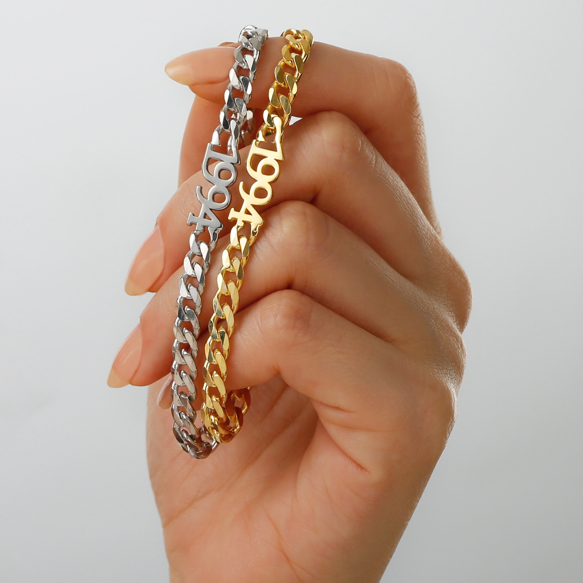 Year Bracelet Custom Silver Number Bracelet Jewelry Gold Etsy