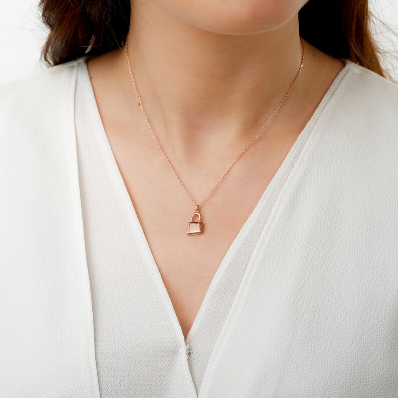 Tiny Silver Padlock Necklace Custom Lovers Necklace Lock Etsy