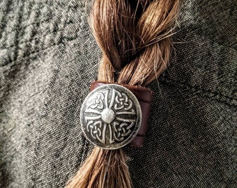 Celtic Knot Antique Silver Bandana Slide and Hair Accessory, Rustic Gift